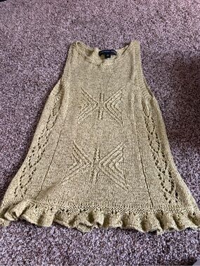 Josephine Chaus Mustard Knit Ruffled Hem Tank
